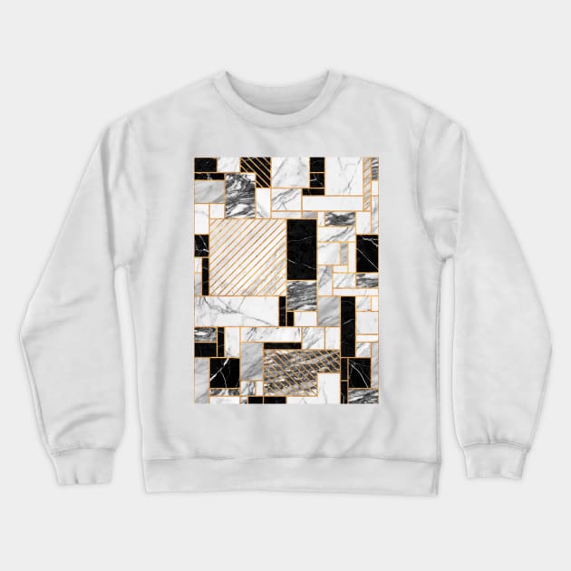 Random Pattern - Black and White Marble Crewneck Sweatshirt by ZoltanRatko